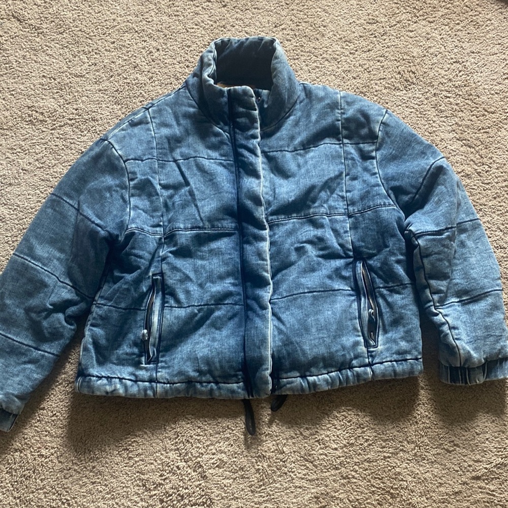 American Eagle Denim Puffer Jacket